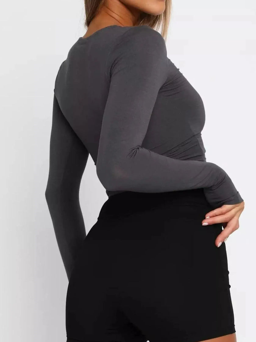 Ruched Long Sleeve T-Shirt  Style Ratio