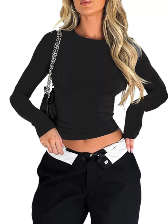 Ruched Long Sleeve T-Shirt  Style Ratio