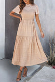 Ruffle Sleeve And Hem Top Shirred Crew Neck Dress  Style Ratio