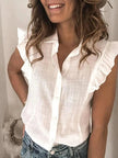 Ruffle Sleeve Button-Up Shirt  Style Ratio