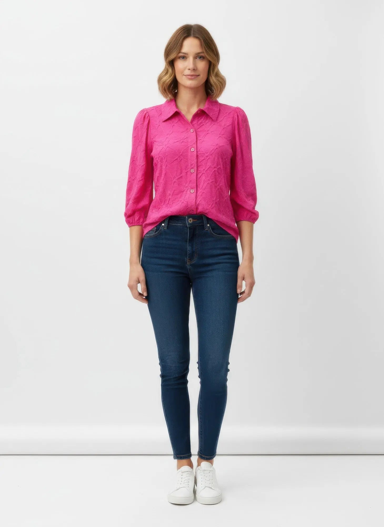 Rylee Moon Solid 3/4 Sleeve Blouse  Style Ratio