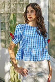 SO ME 4th Of July Gingham Ribbon Detail Short Sleeves Blouse  Style Ratio