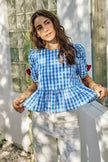 SO ME 4th Of July Gingham Ribbon Detail Short Sleeves Blouse  Style Ratio