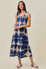SO ME Abstract Print Smocked Bodice Tiered Lined Midi Dress  Style Ratio