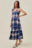SO ME Abstract Print Smocked Bodice Tiered Lined Midi Dress  Style Ratio