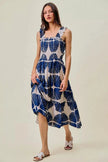 SO ME Abstract Print Smocked Bodice Tiered Lined Midi Dress  Style Ratio