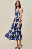SO ME Abstract Print Smocked Bodice Tiered Lined Midi Dress  Style Ratio