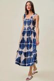SO ME Abstract Print Smocked Bodice Tiered Lined Midi Dress  Style Ratio