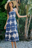 SO ME Abstract Print Smocked Bodice Tiered Lined Midi Dress  Style Ratio