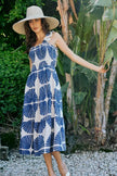 SO ME Abstract Print Smocked Bodice Tiered Lined Midi Dress  Style Ratio