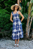 SO ME Abstract Print Smocked Bodice Tiered Lined Midi Dress  Style Ratio