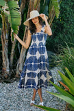 SO ME Abstract Print Smocked Bodice Tiered Lined Midi Dress  Style Ratio
