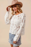SO ME Button Front Floral Pattern Crochet Lace Cardigan  Style Ratio
