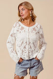SO ME Button Front Floral Pattern Crochet Lace Cardigan  Style Ratio