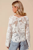 SO ME Button Front Floral Pattern Crochet Lace Cardigan  Style Ratio