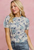 SO ME Floral Print Short Sleeves Sweater Knit Top  Style Ratio
