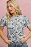 SO ME Floral Print Short Sleeves Sweater Knit Top  Style Ratio