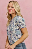 SO ME Floral Print Short Sleeves Sweater Knit Top  Style Ratio