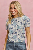 SO ME Floral Print Short Sleeves Sweater Knit Top  Style Ratio