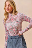SO ME Floral Rose Print Mesh Sheer Layering Top  Style Ratio