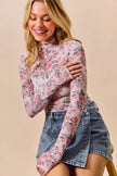 SO ME Floral Rose Print Mesh Sheer Layering Top  Style Ratio