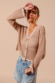 SO ME Open Knit Light Weight Sweater Cardigan With Contrast Wavy Scallop Edge  Style Ratio