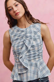 SO ME Plaid Sleeveless Ruffle Peplum Top  Style Ratio