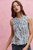 SO ME Plaid Sleeveless Ruffle Peplum Top  Style Ratio