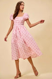 SO ME Polka Cotton Print Short Sleeves Midi Dress  Style Ratio