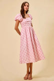 SO ME Polka Cotton Print Short Sleeves Midi Dress  Style Ratio