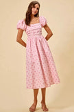 SO ME Polka Cotton Print Short Sleeves Midi Dress  Style Ratio