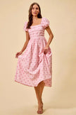 SO ME Polka Cotton Print Short Sleeves Midi Dress  Style Ratio