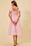 SO ME Polka Cotton Print Short Sleeves Midi Dress  Style Ratio