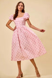 SO ME Polka Cotton Print Short Sleeves Midi Dress  Style Ratio