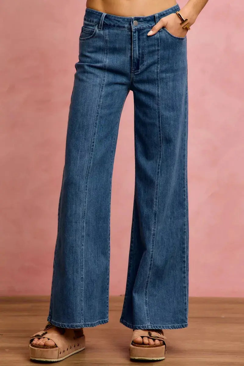 SO ME Seam Detail Mid Rise Stretch Denim Jeans  Style Ratio