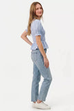 SO ME Stripe Smocked Bodice Puff Sleeves Blouse Top  Style Ratio