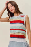 SO ME Tie Back Multi Stripe Sweater Knit Tank Top  Style Ratio