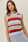 SO ME Tie Back Multi Stripe Sweater Knit Tank Top  Style Ratio