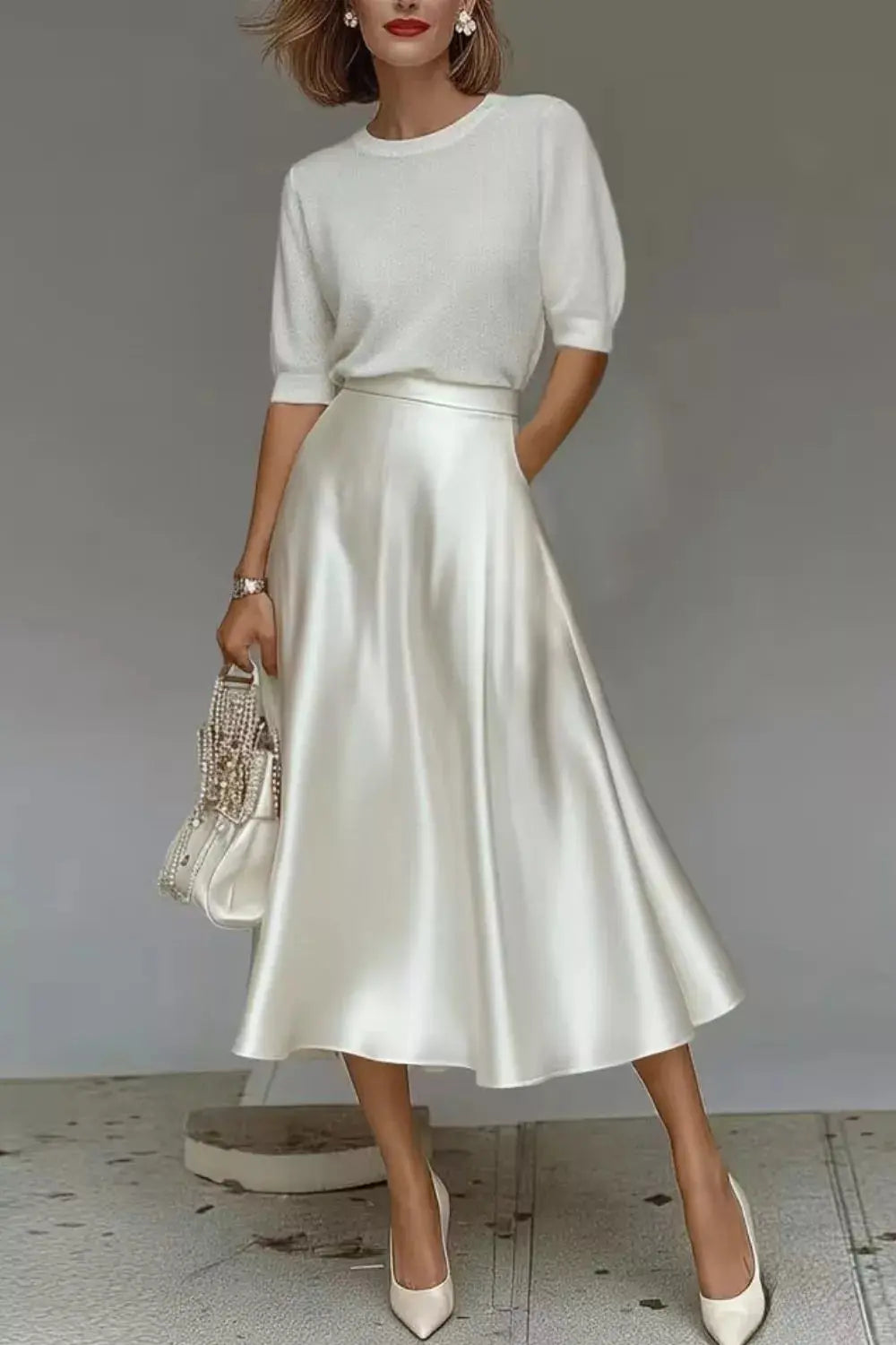 Satin A-Line Midi Skirt  Style Ratio