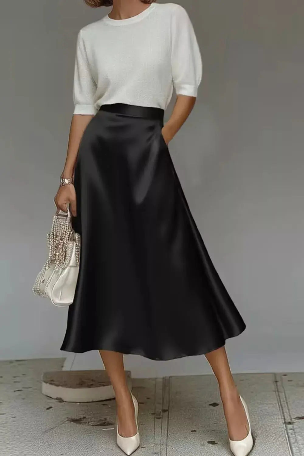 Satin A-Line Midi Skirt  Style Ratio