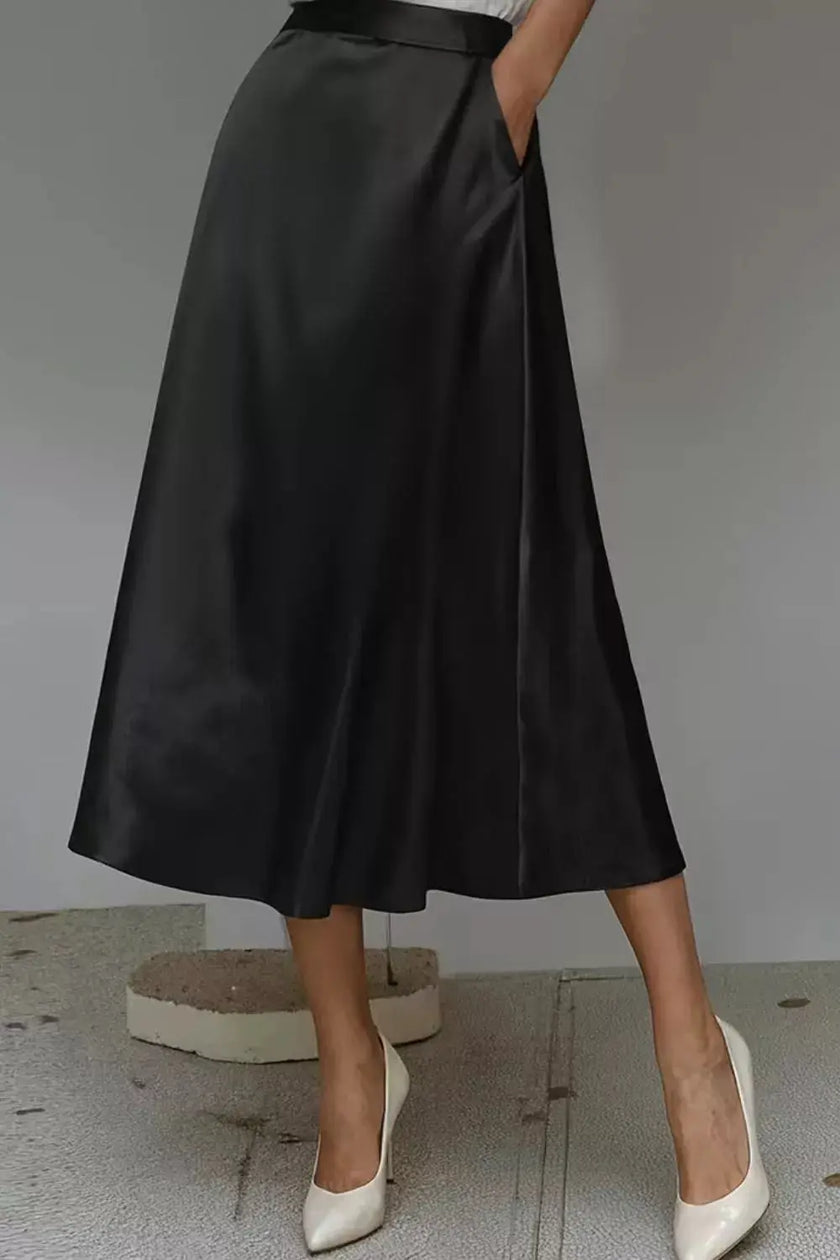 Satin A-Line Midi Skirt  Style Ratio