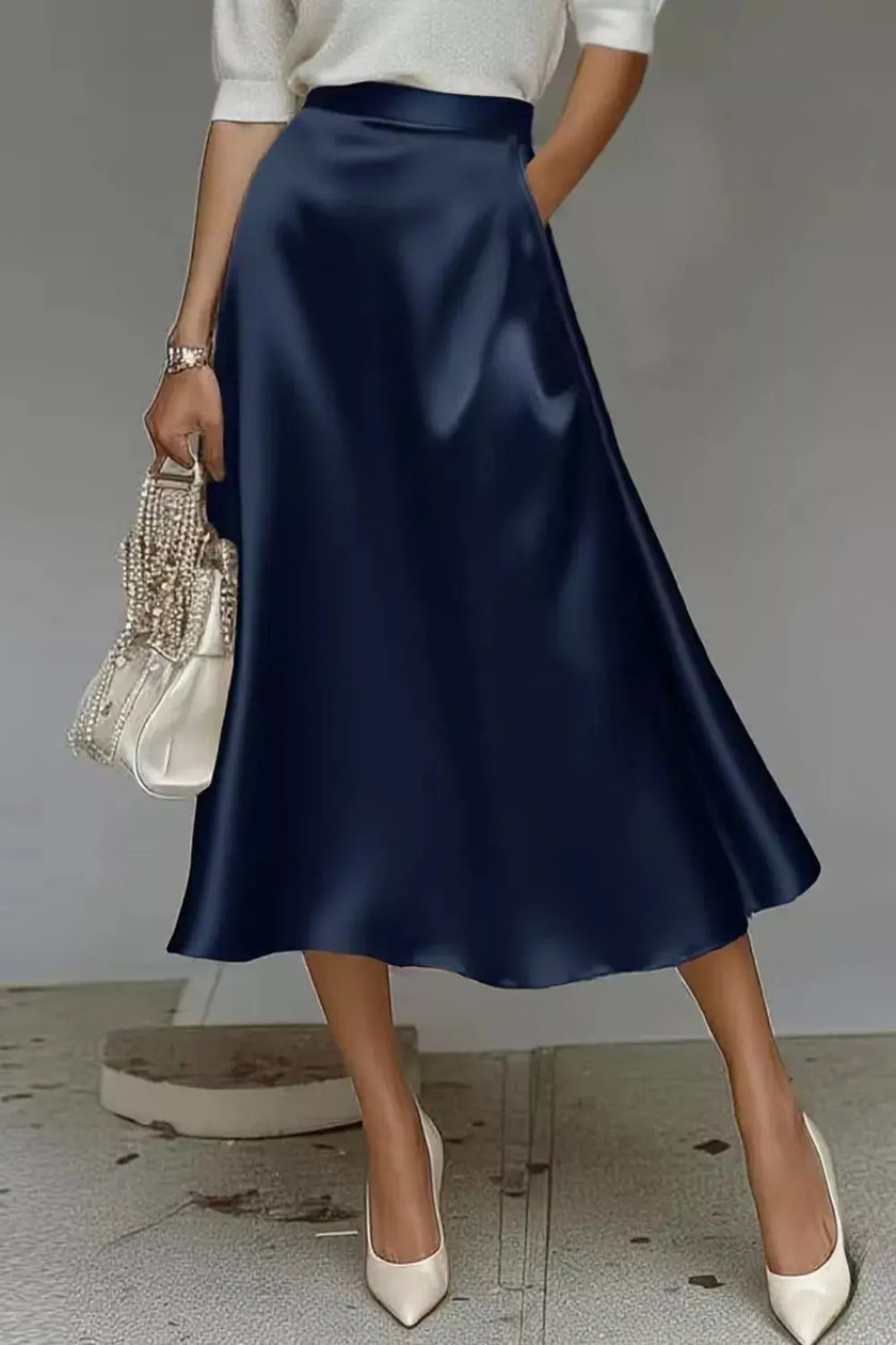 Satin A-Line Midi Skirt  Style Ratio