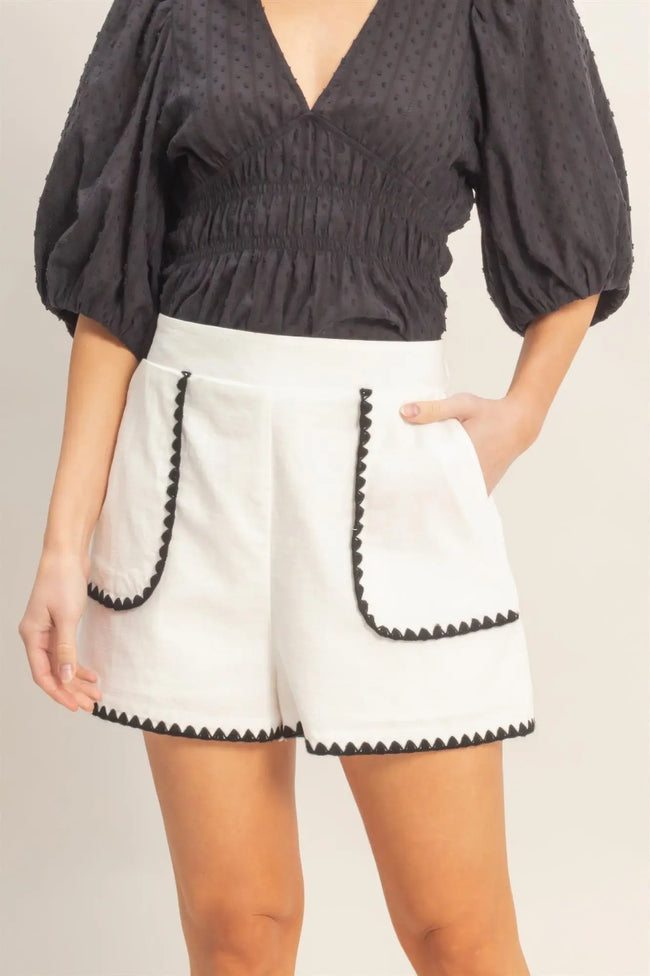 Scallop Trim High-waisted Shorts  Style Ratio