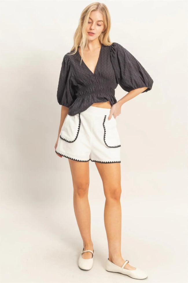Scallop Trim High-waisted Shorts  Style Ratio