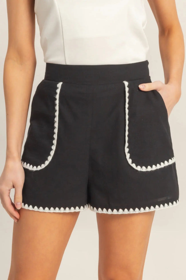 Scallop Trim High-waisted Shorts  Style Ratio