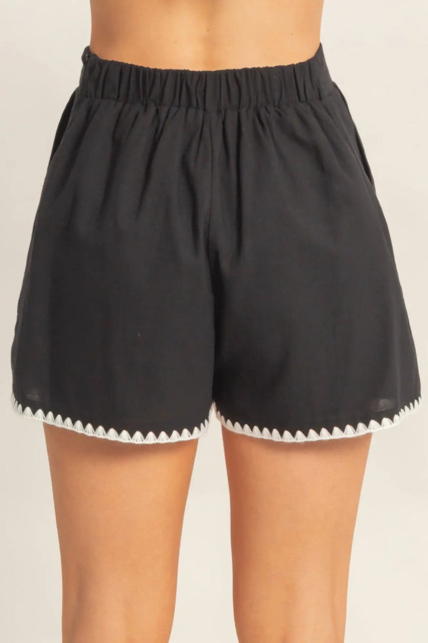 Scallop Trim High-waisted Shorts  Style Ratio