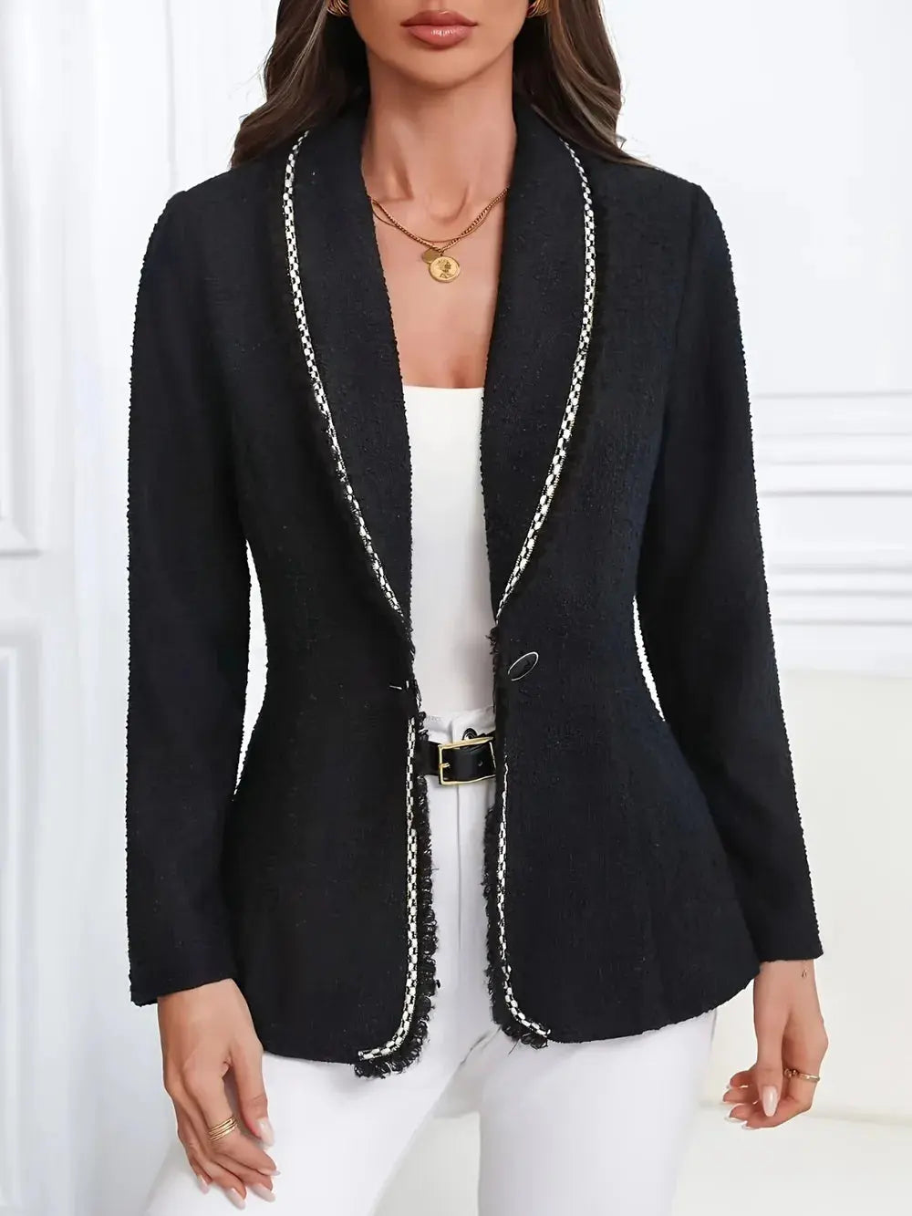 Single-Breasted Lapel Collar Blazer  Style Ratio
