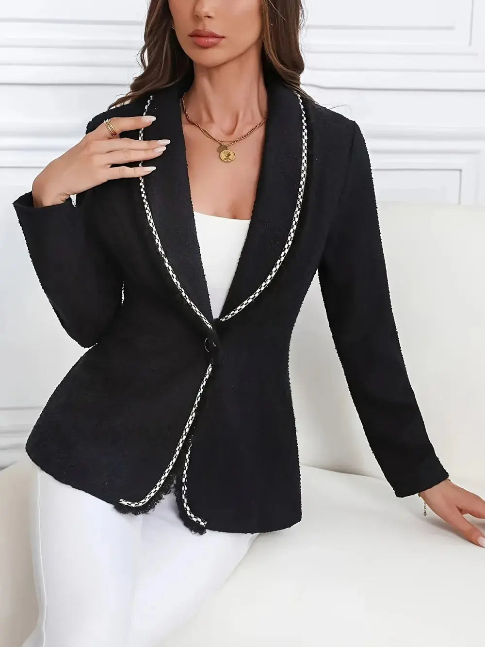 Single-Breasted Lapel Collar Blazer  Style Ratio