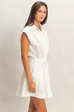 Sleeveless Collared Shirred Mini Dress  Style Ratio