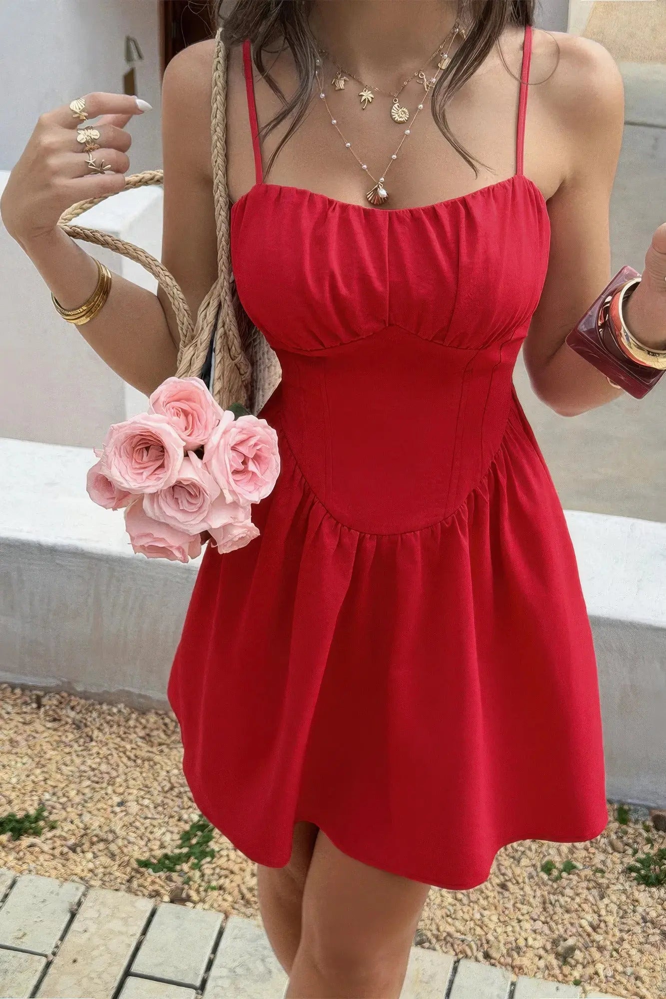 Sleeveless Lace Trim Corset Mini Dress  Style Ratio